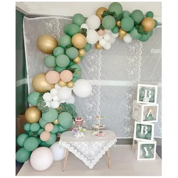 Arc-ballons-verts-dorés