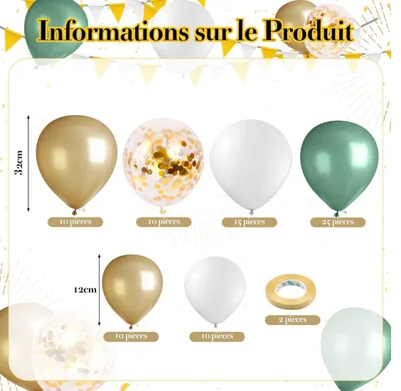 Pack décoration ballons 82pcs dodo.ma