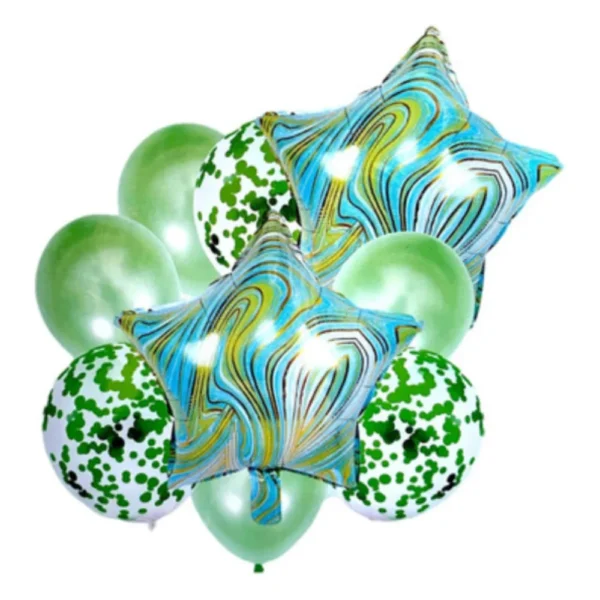 pack de neuf ballons verts d'anniversaire dodo.ma