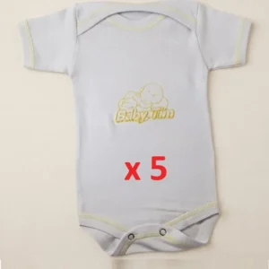 Pack de cinq bodies bébé demi manches 100% coton