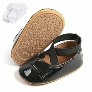 Chaussures antidérapant pour bébé fille avec chaussettes 6-12mois