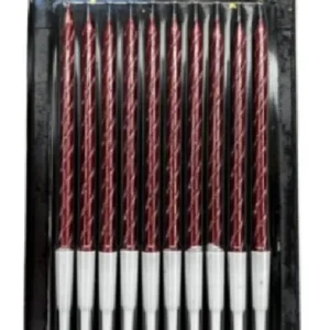 Pack de 10 Bougies élégantes grenats pour gateau d'anniversaire