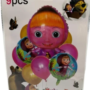 Pack de neuf ballons Masha de decoration anniversaire