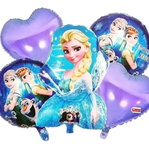 Pack de cinq ballons Frozen de decoration anniversaire