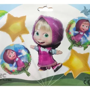 Pack de cinq ballons Masha de decoration anniversaire
