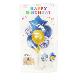 Pack de sept ballons de décoration anniversaire avec support