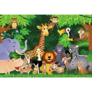 Pack de décoration anniversaire Jungle- 10 personnes - 91 pièces