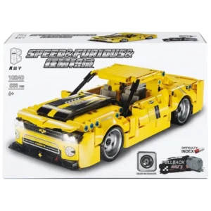 Jouet de Construction – Voiture de Course Jaune à Assembler