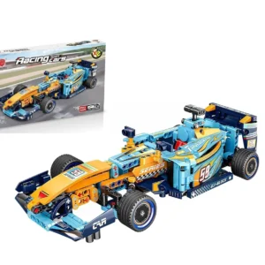 Jouet de Construction – Voiture de Course Jaune à Rétrofriction (529 pièces)