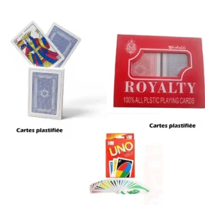 Pack de Jeux de Cartes UNO, Ronda et Rami – Cartes Plastifiées Résistantes