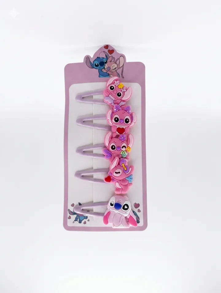 pack cinq pinces cheveux filles stitch - dodo.ma