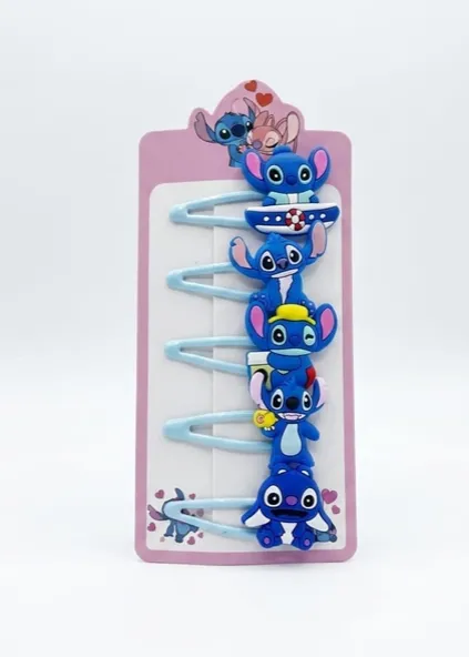 pack cinq pinces cheveux filles stitch - dodo.ma