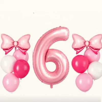 Pack de ballons chiffre 6 rose-dodo.ma