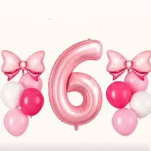 Pack de ballons chiffre 6 rose-dodo.ma
