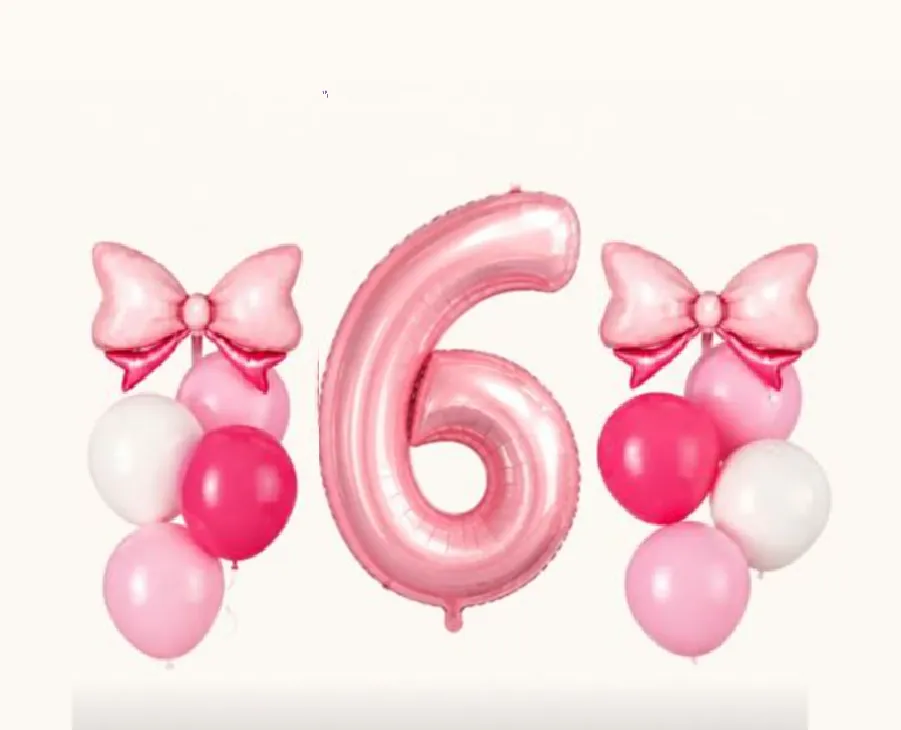 Pack de ballons chiffre 6 rose-dodo.ma