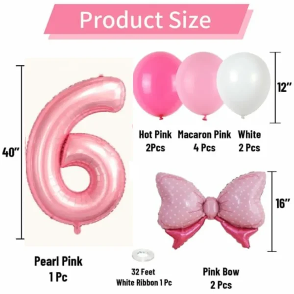 Pack de ballons chiffre 6 rose-dodo.ma