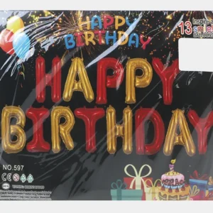 Ballon Happy Birthday doré rouge Pour décoration d'Anniversaire