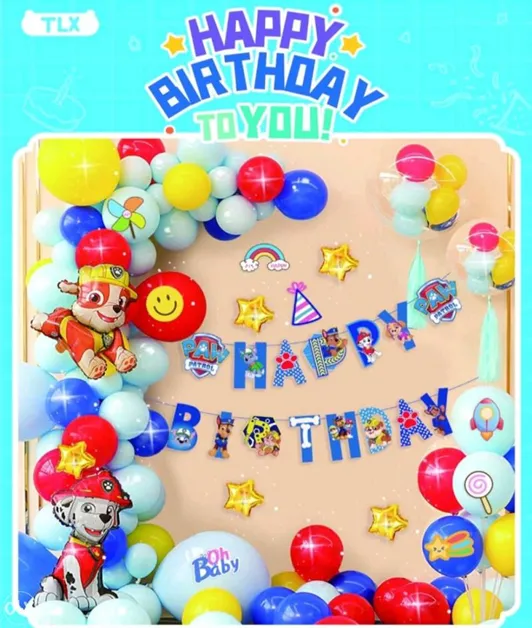 Pack de decoration anniversaire Paw Patrol -dodo.ma