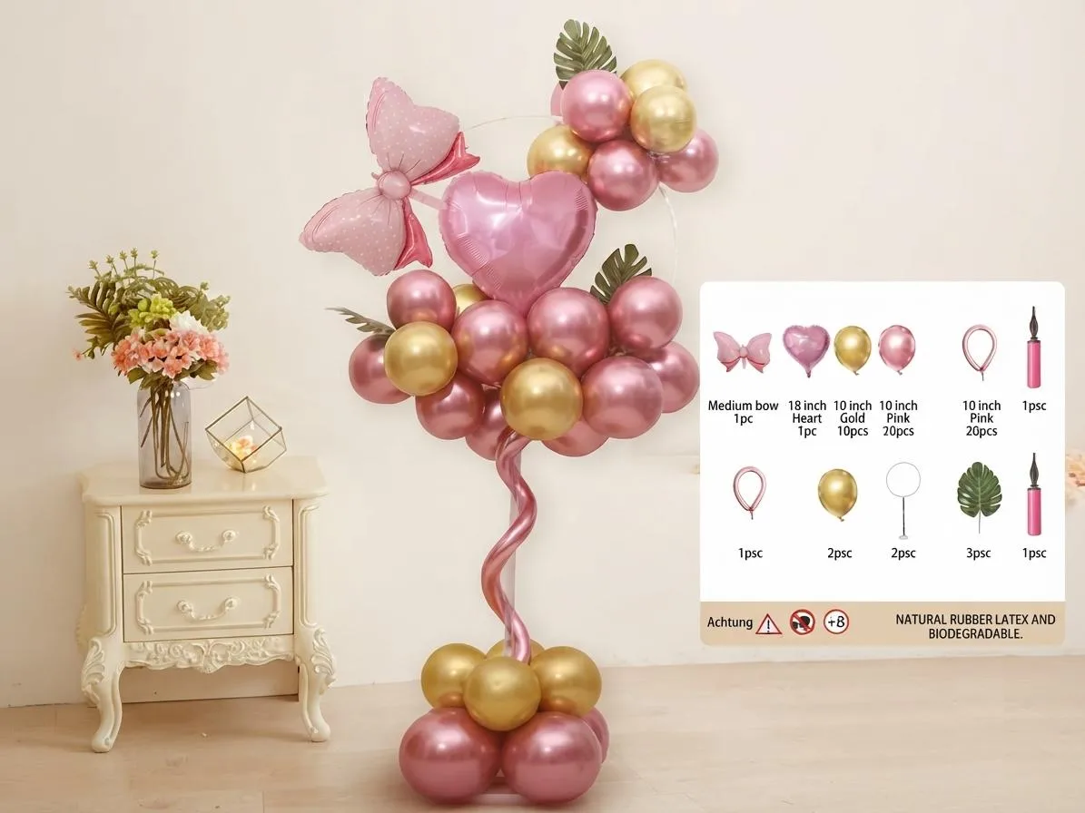 Pack ballons de décoration l'anniversairee avec support
