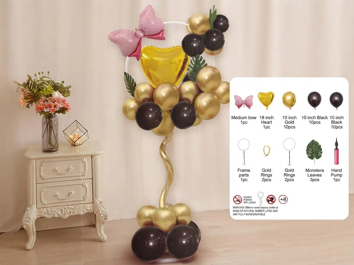 Pack ballons de décoration l'anniversairee avec support