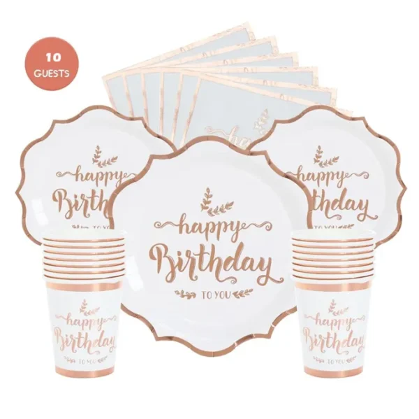 Pack assiette goblet et serviette bronze premium d'anniversairee - dodo.ma