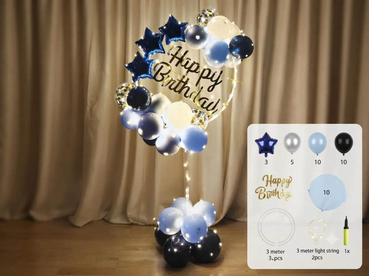 Pack lumineux de ballons de décoration l'anniversairee avec support