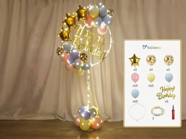 Pack lumineux de ballons de décoration l'anniversairee avec support