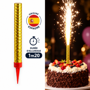 Bougie Étincelle pour Gâteau – 1m20 de Magie (Origine Espagne)